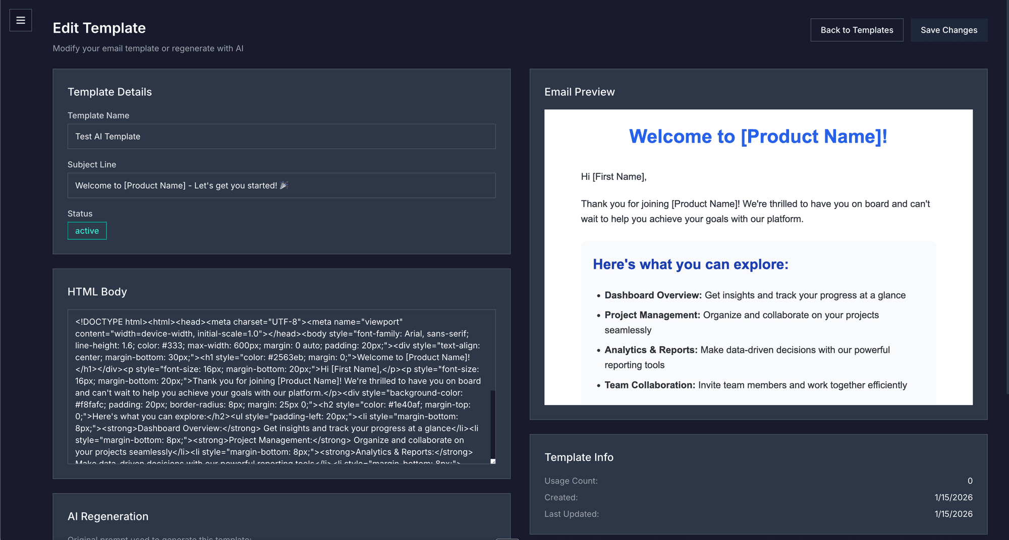 Template Editor - Design emails with live preview